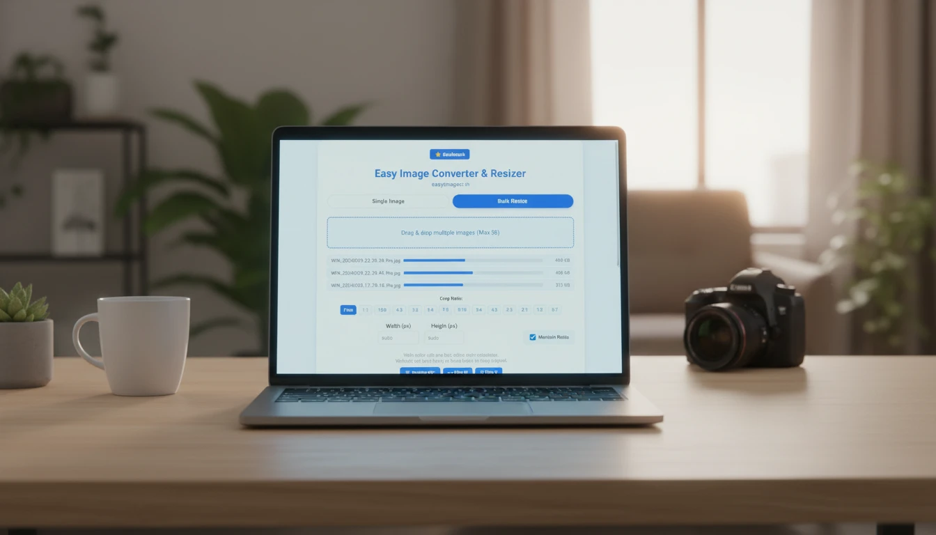 Multiple images being processed at once by a bulk resizer tool