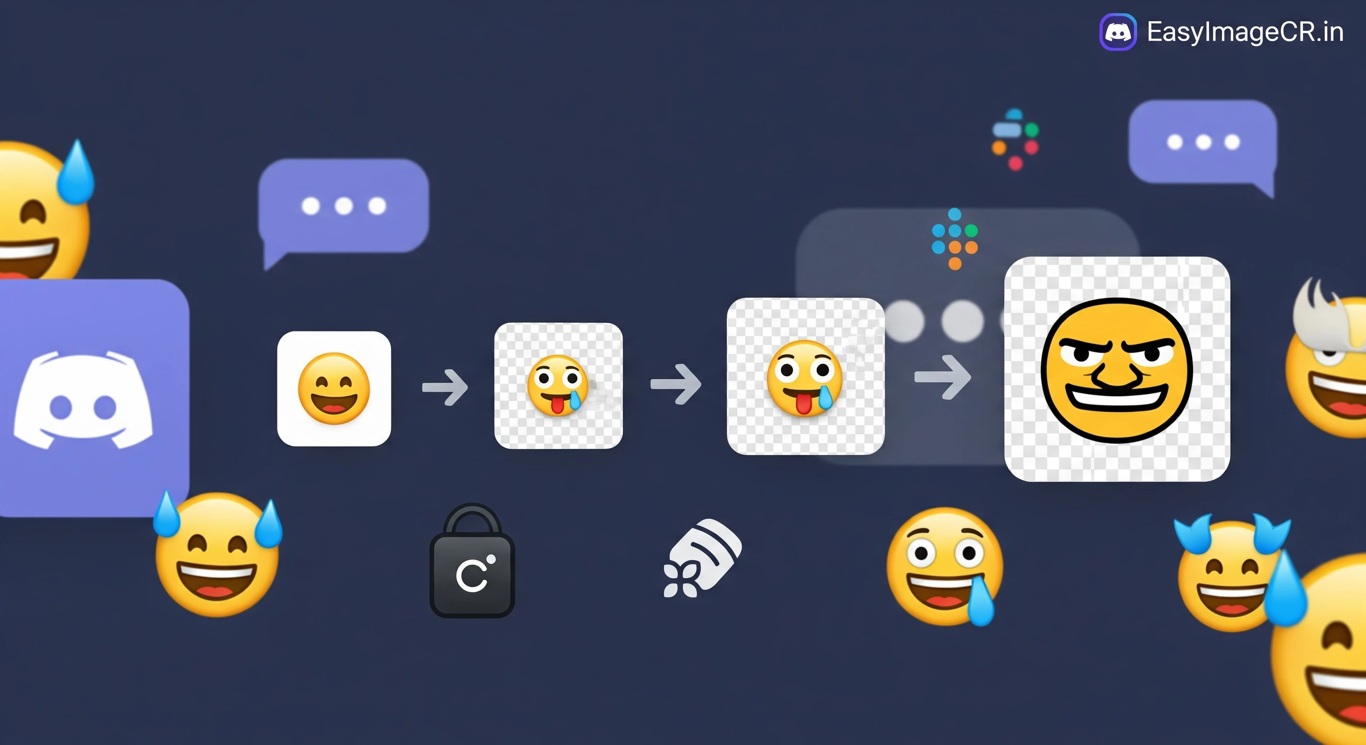 A Discord chat screen showing custom emojis being uploaded