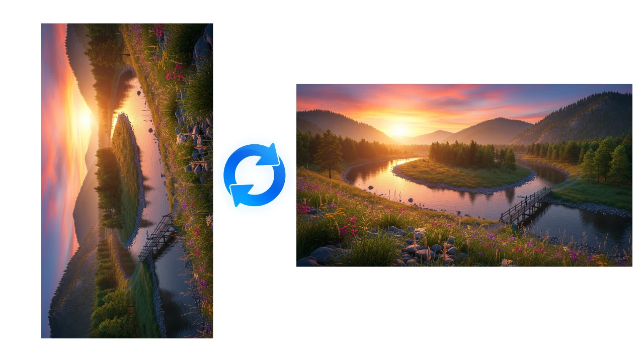 An image being rotated 90 degrees clockwise